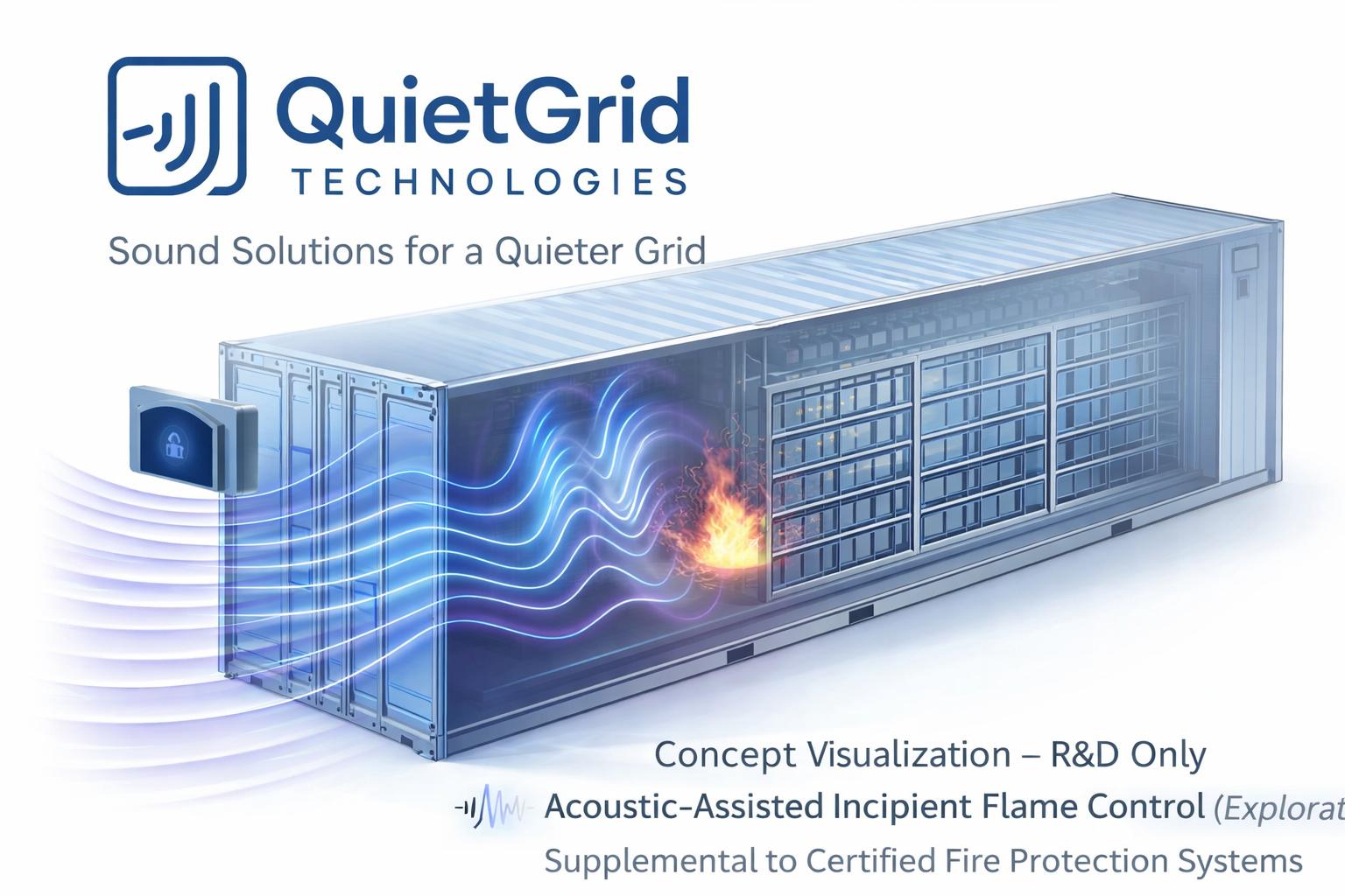 Quiet Grid Technologies Launches Exploratory R&D on Acoustic-Assisted Fire Mitigation for Battery Energy Storage Systems